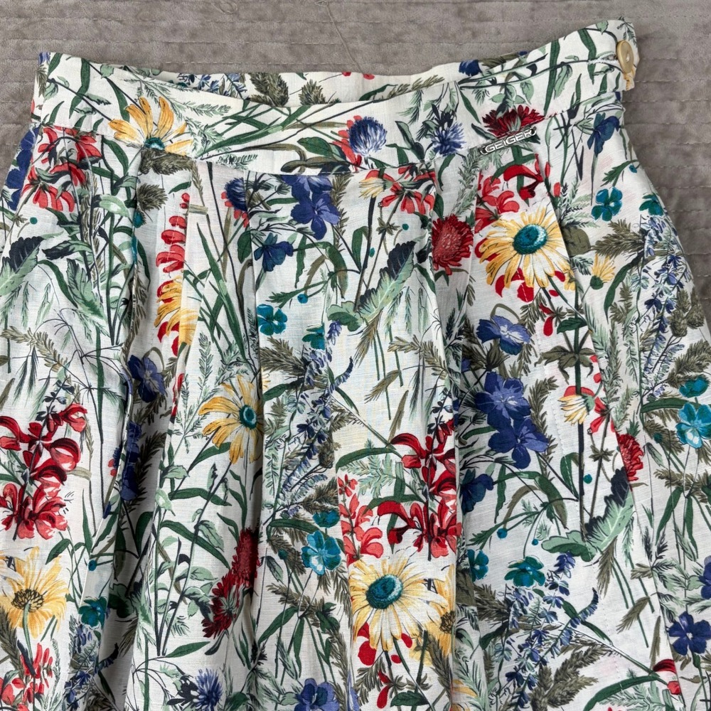 Geiger Collections Floral Midi Skirt Made in Austria Wildflower Botanical Sz 36 - Picture 10 of 11